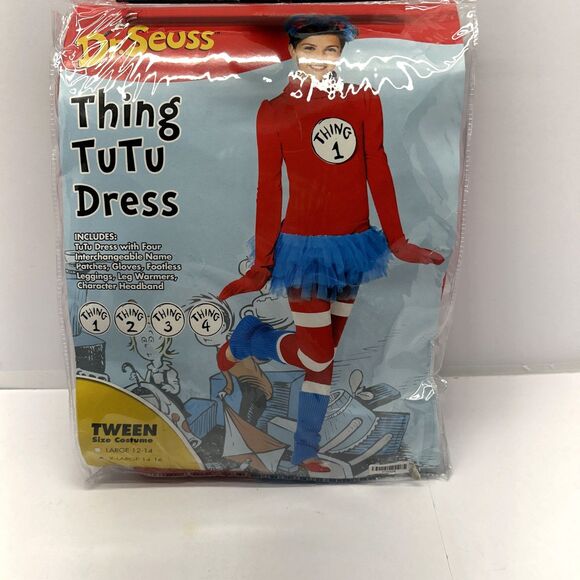 Teen Size 14-16 Costume Thing 1-4 Blue Tutu Dr Seuss New Complete - Picture 1 of 6